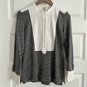 J Crew Tuxedo Bib Sweatshirt Gray White Size S